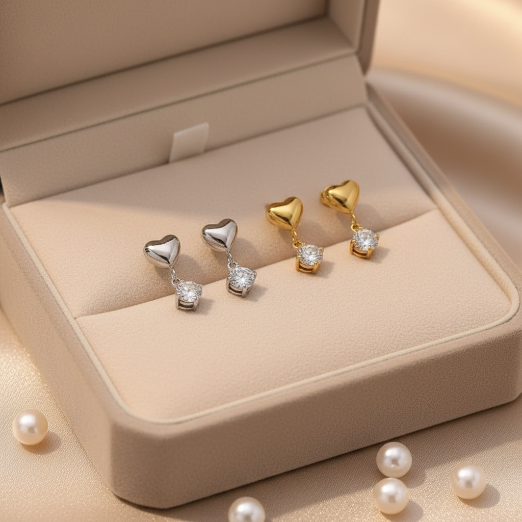 Blush Heart Drop Earrings