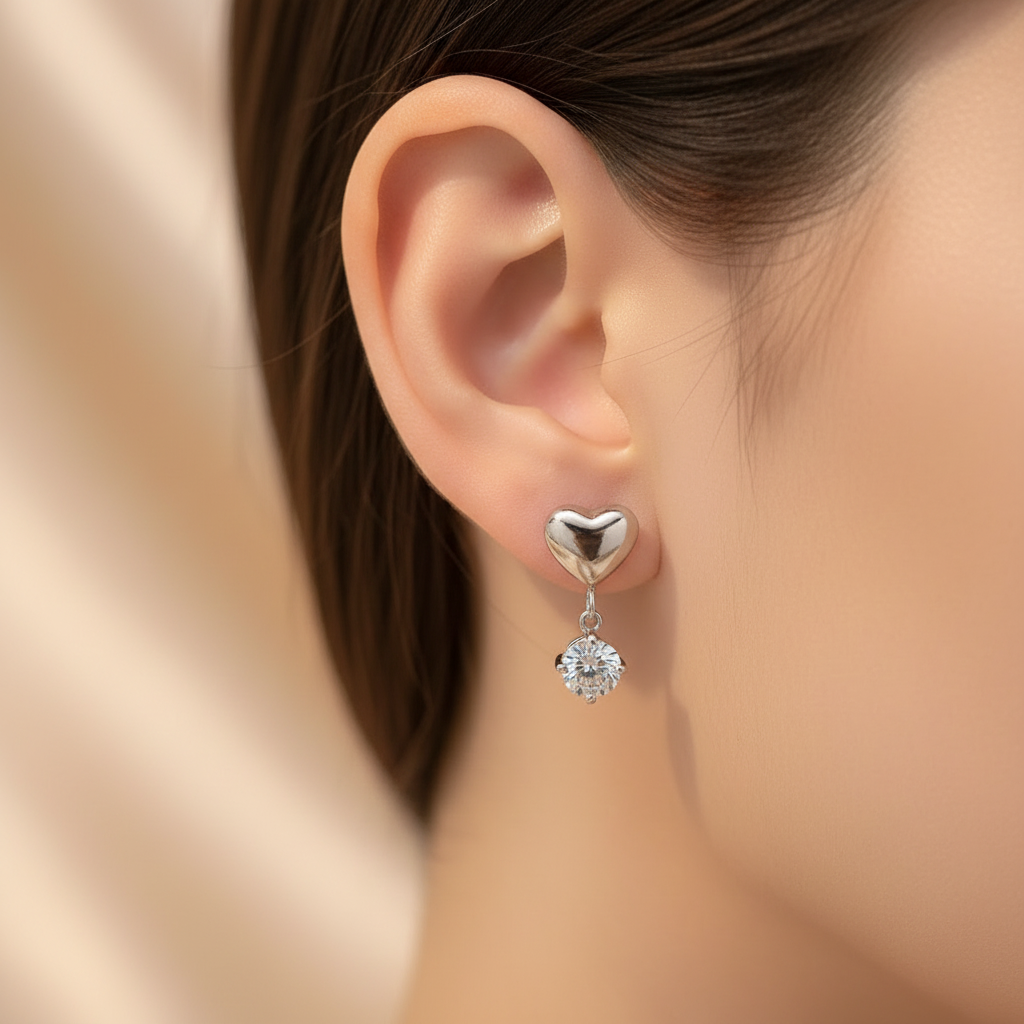 Blush Heart Drop Earrings