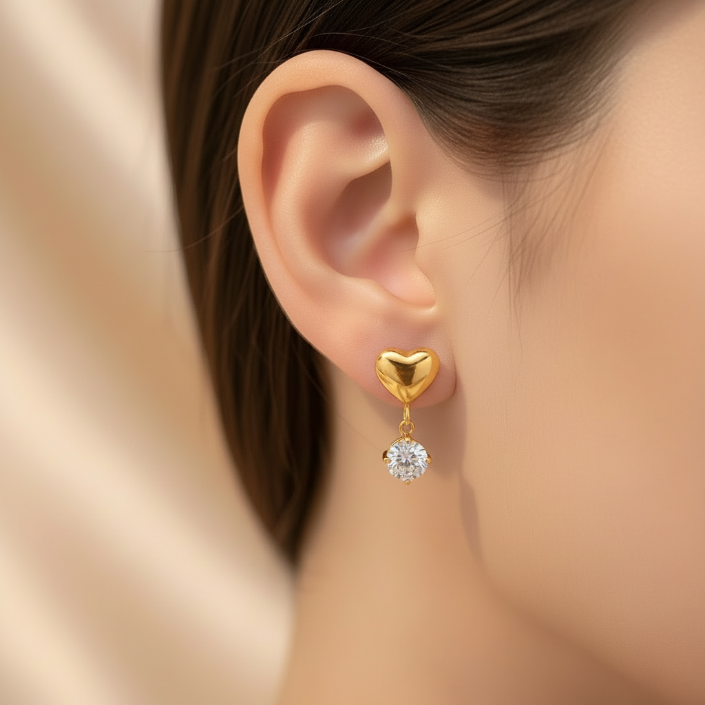 Blush Heart Drop Earrings