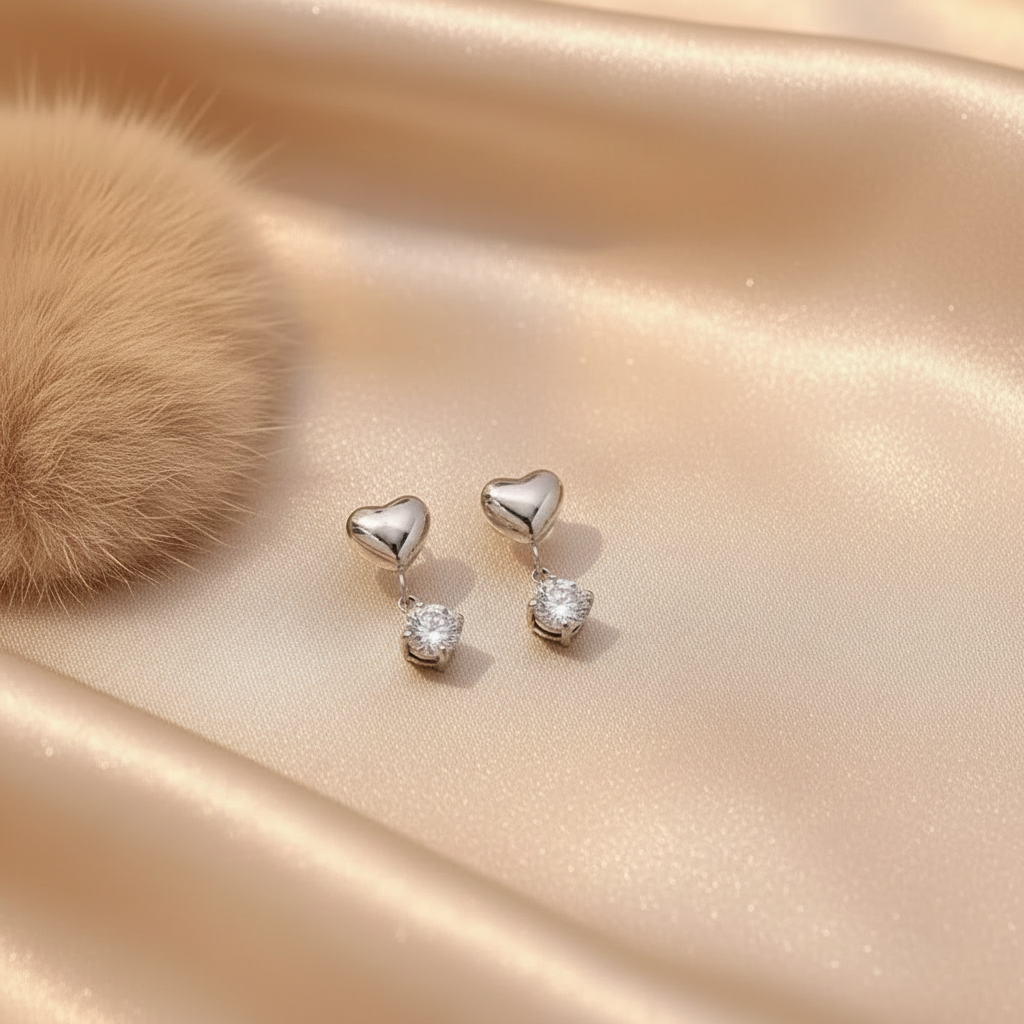 Blush Heart Drop Earrings