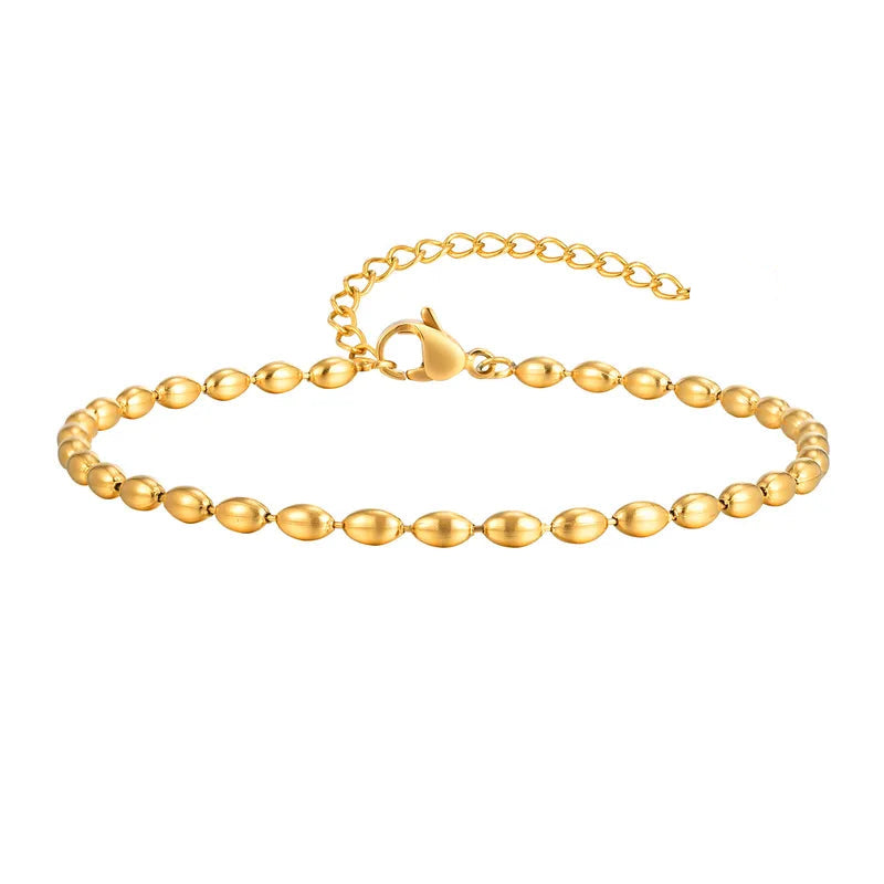 Oval Shaped Beaded Chain Bracelet