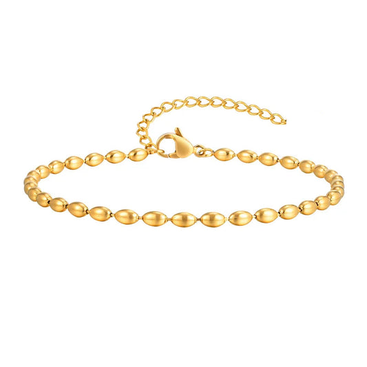 Oval Shaped Beaded Chain Bracelet