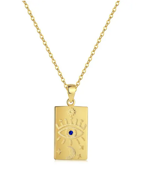 Square Evil Eye Pendant Necklace