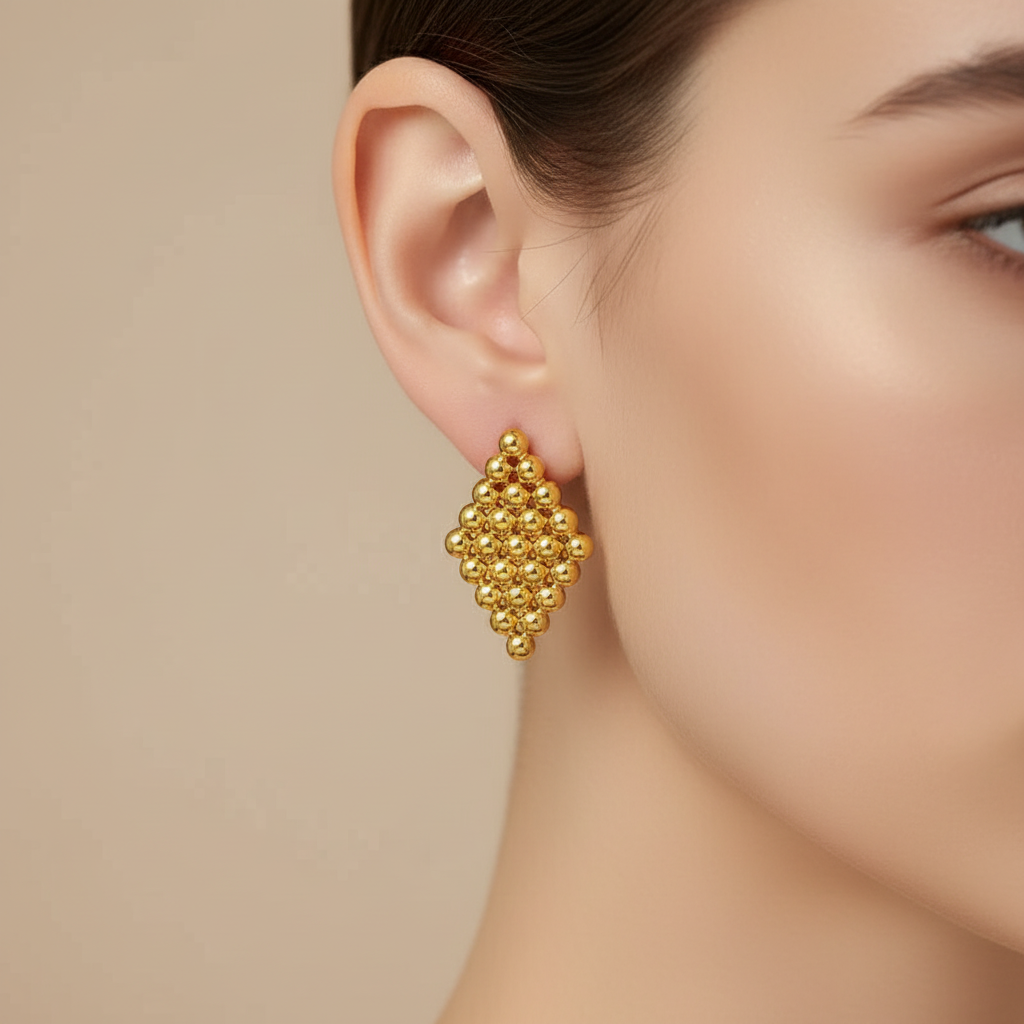 Rhombus Shape Stud Earrings