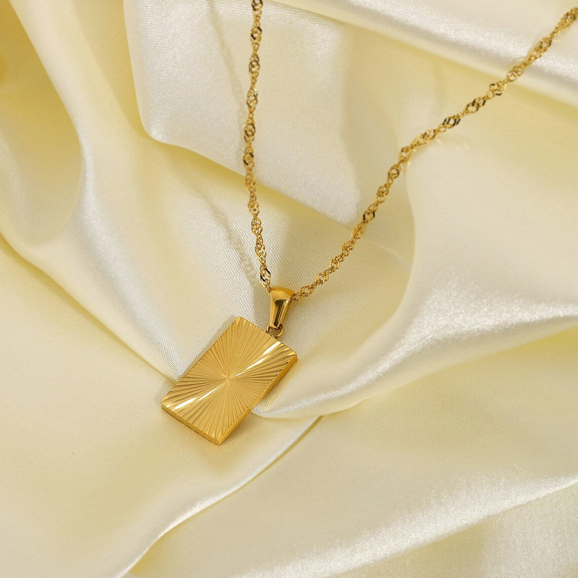 Sunburst Square Pendant Necklace