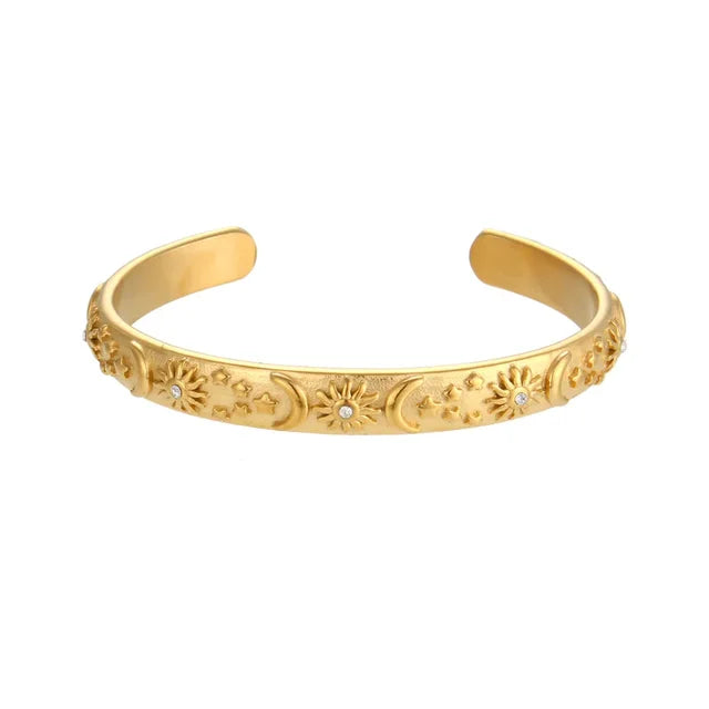 Sun Star Moon Gold Plated Bracelet