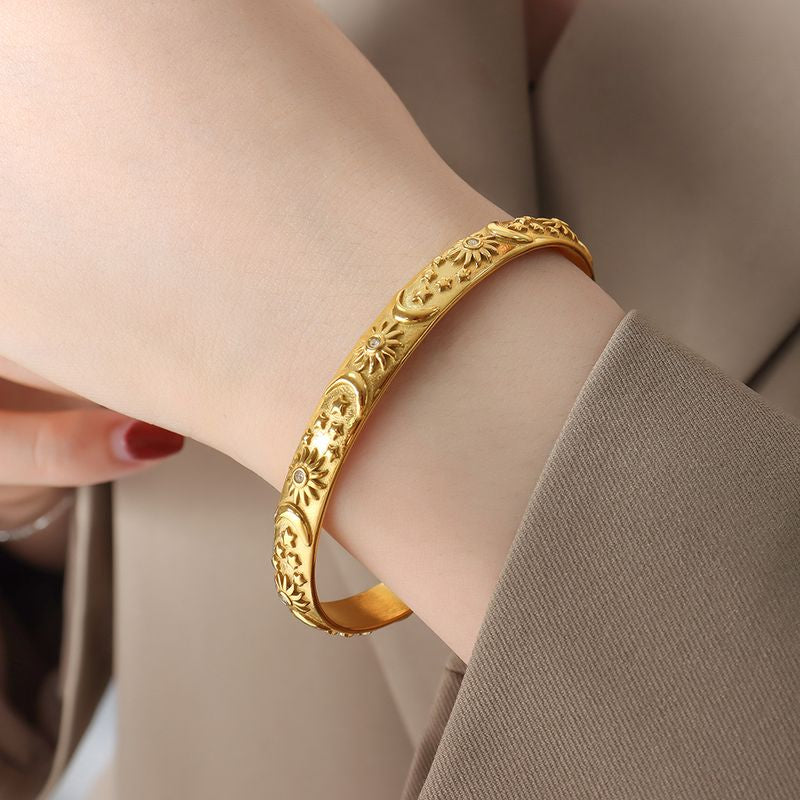 Sun Star Moon Gold Plated Bracelet