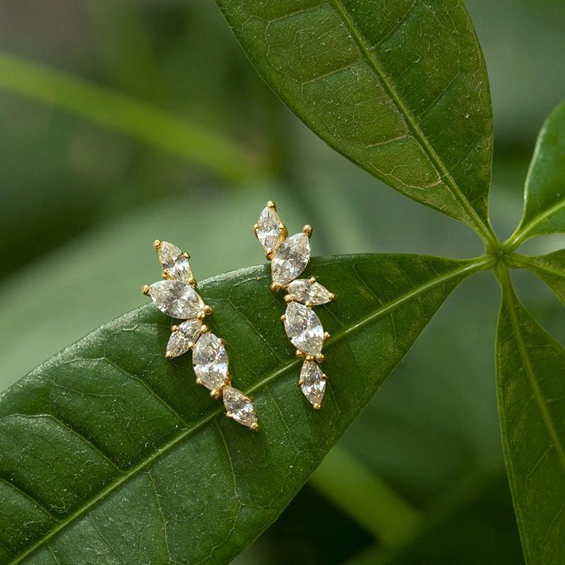 Sweet Leaf Flower Stud Earring