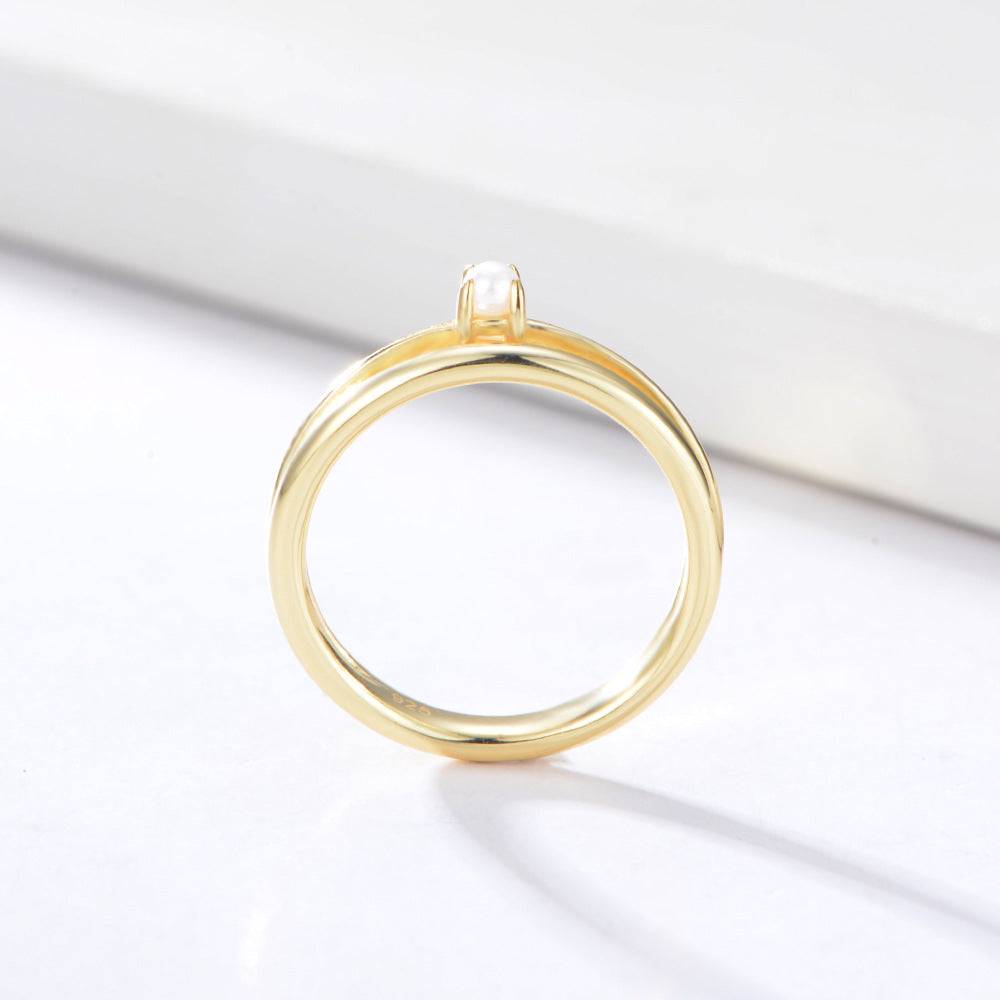 Dainty Pearl 2 Layer Ring