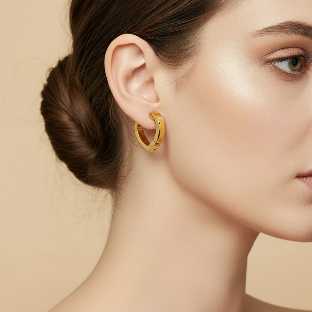 Clip Heart Hoop Earring