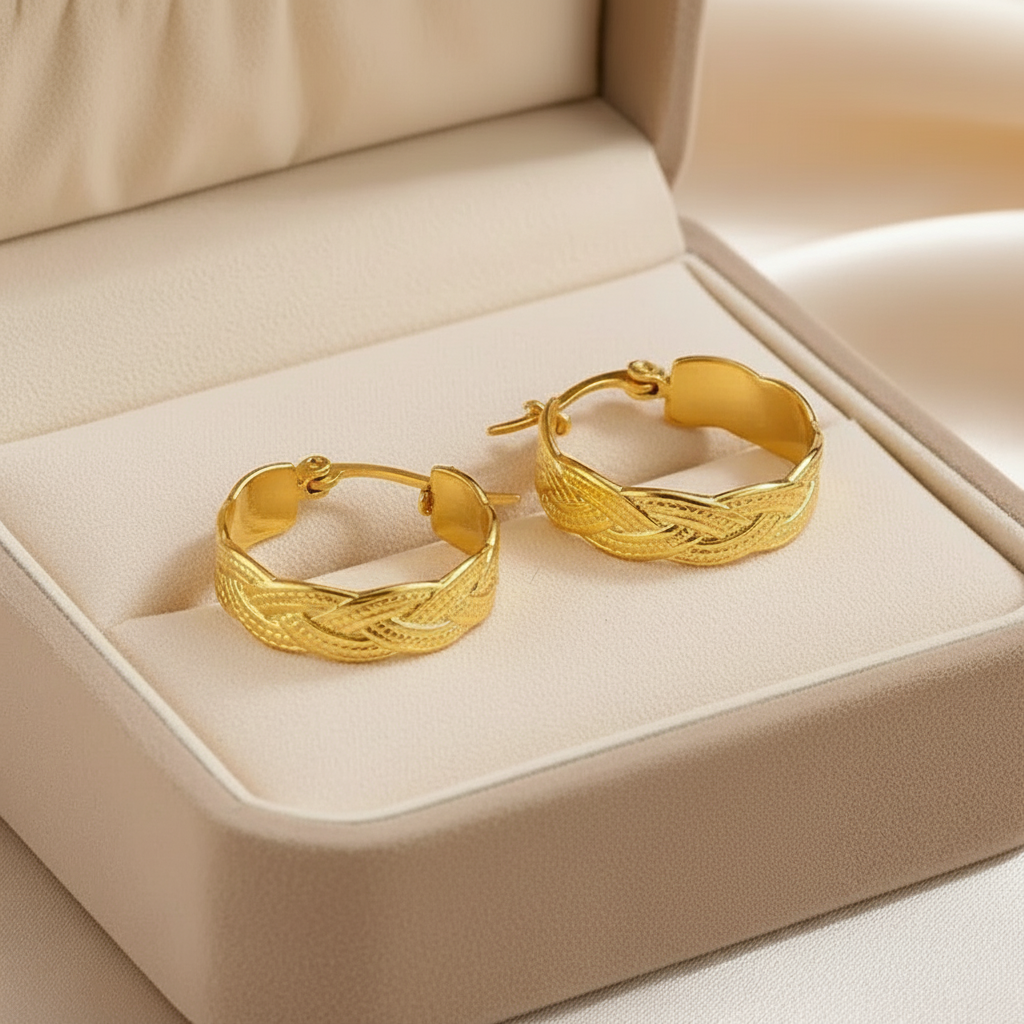 Texture Line Cross Hoop Earring