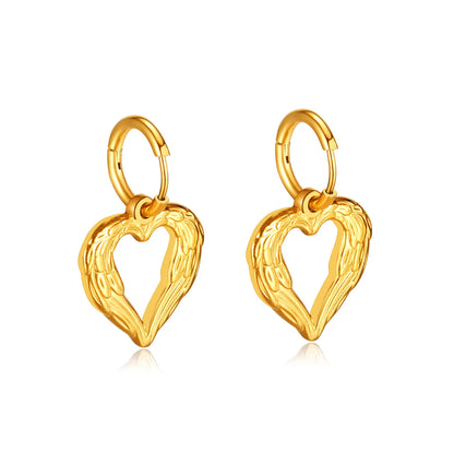 Love Heart Pendant Hoop Drop Earring