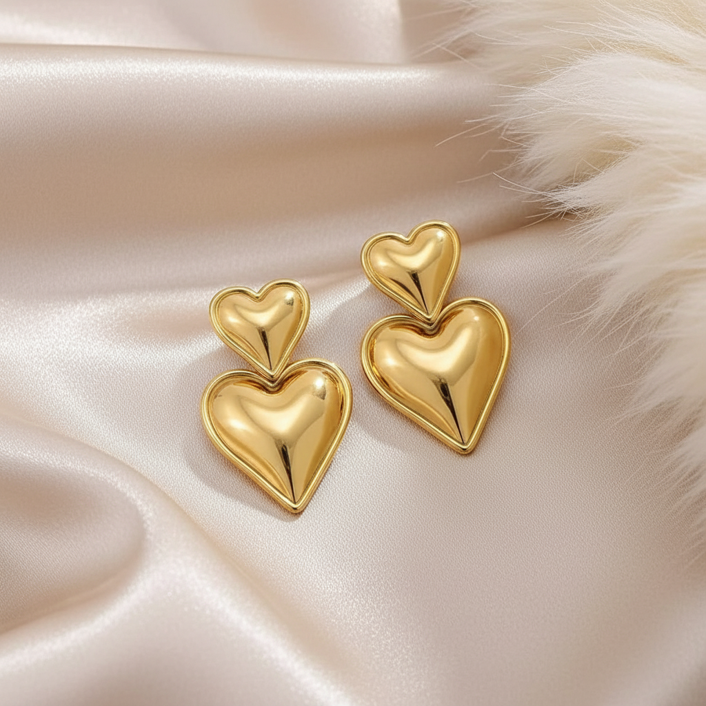 Heart Kiss Korean Drop Earrings