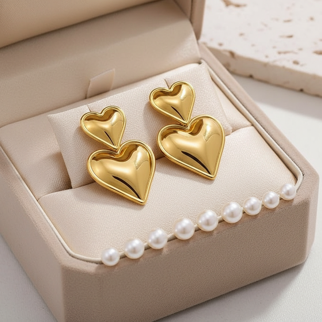 Heart Kiss Korean Drop Earrings