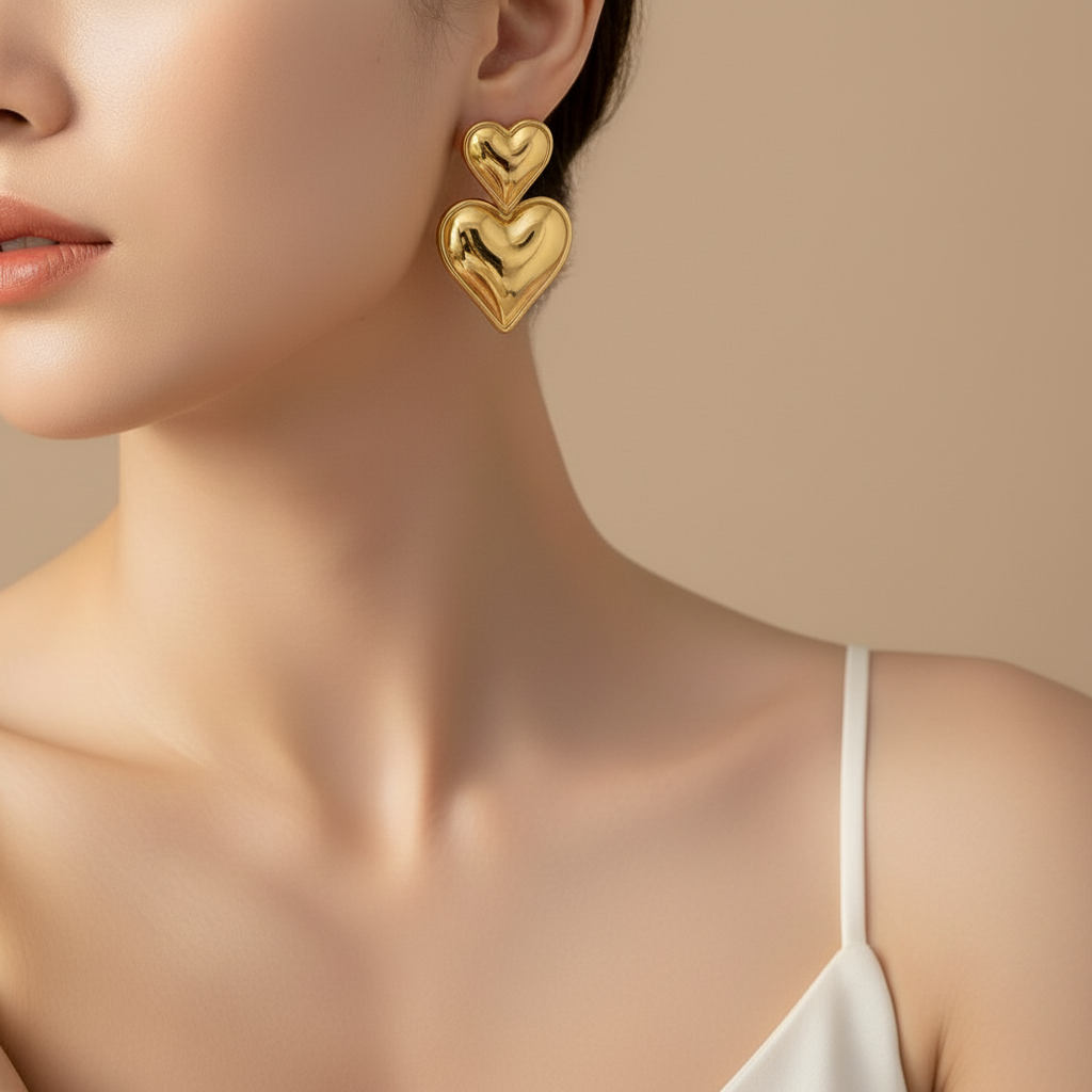 Heart Kiss Korean Drop Earrings