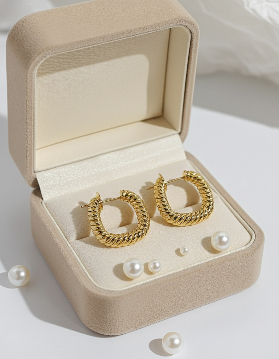 Square  Lines Hoop Earring