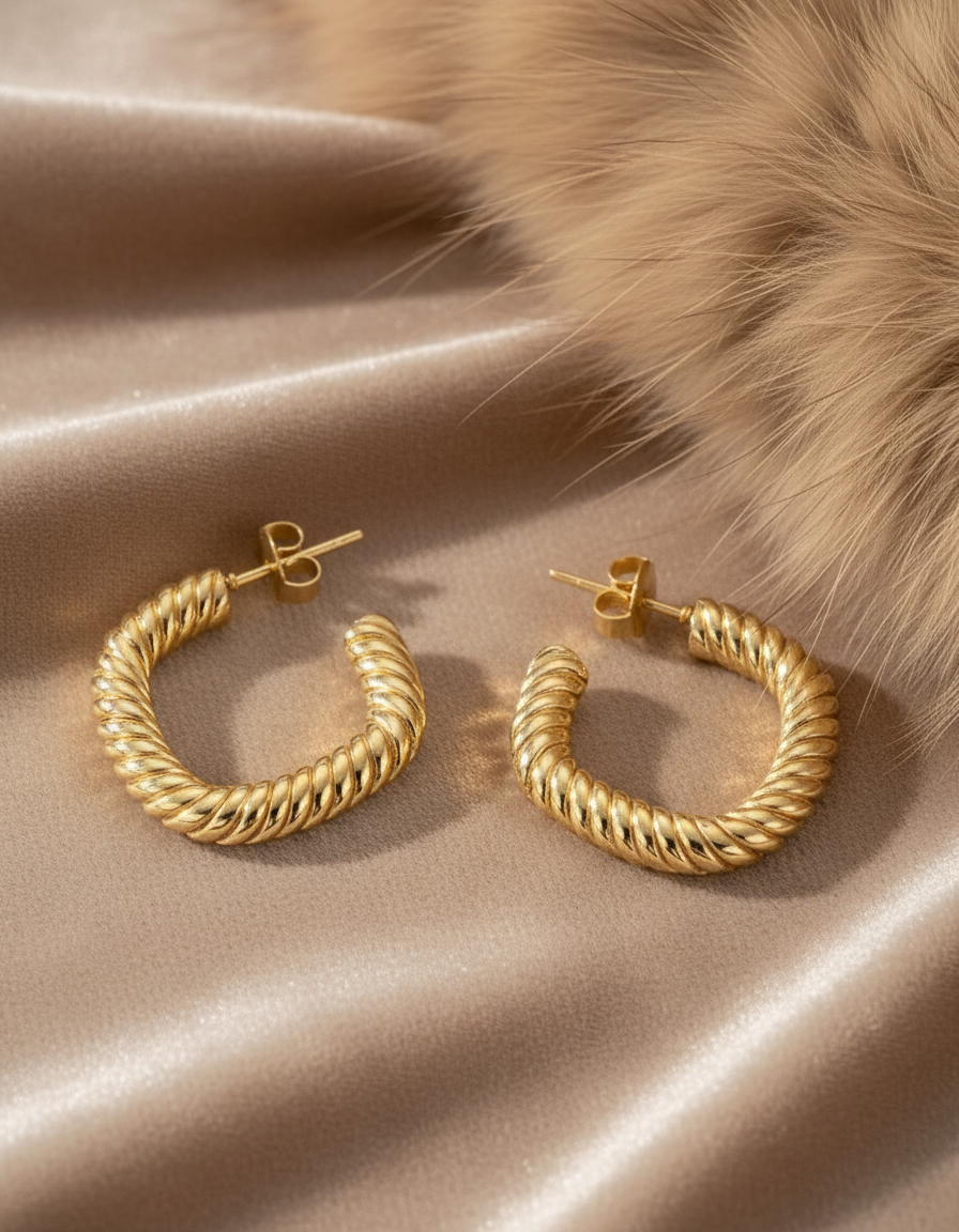 Square  Lines Hoop Earring