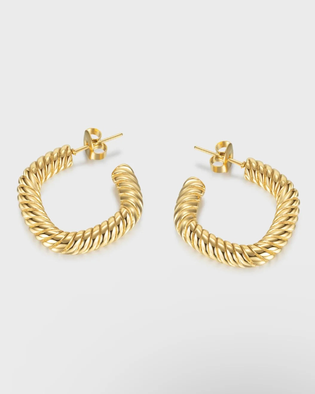 Square Curved Lines Hoop Earring