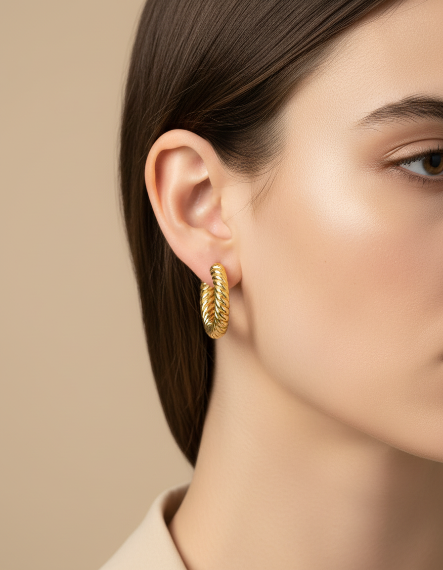 Square  Lines Hoop Earring