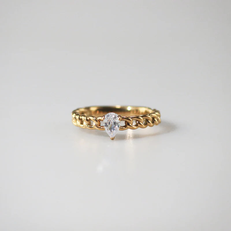 Drop-Shaped Diamond Ring