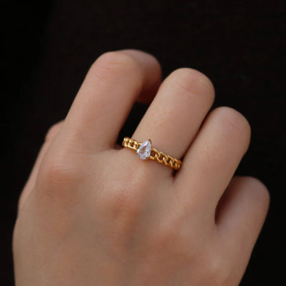 Drop-Shaped Diamond Ring