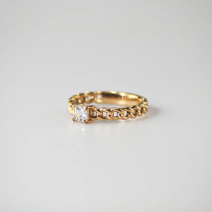 Square Zircon Cuban Chain Ring