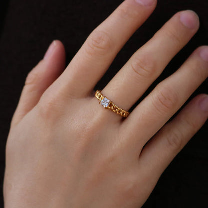 Square Zircon Cuban Chain Ring