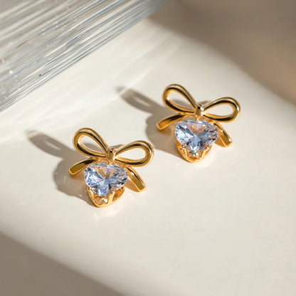 Heart Shape Bow Knot Stud Earring