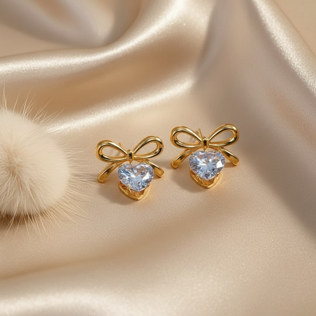 Pure Bow Heart Studs