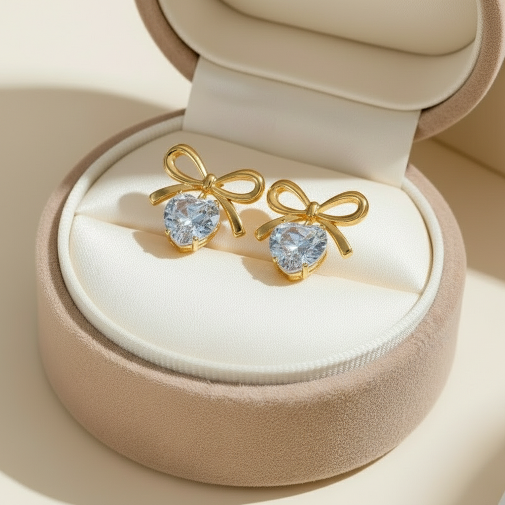 Pure Bow Heart Studs