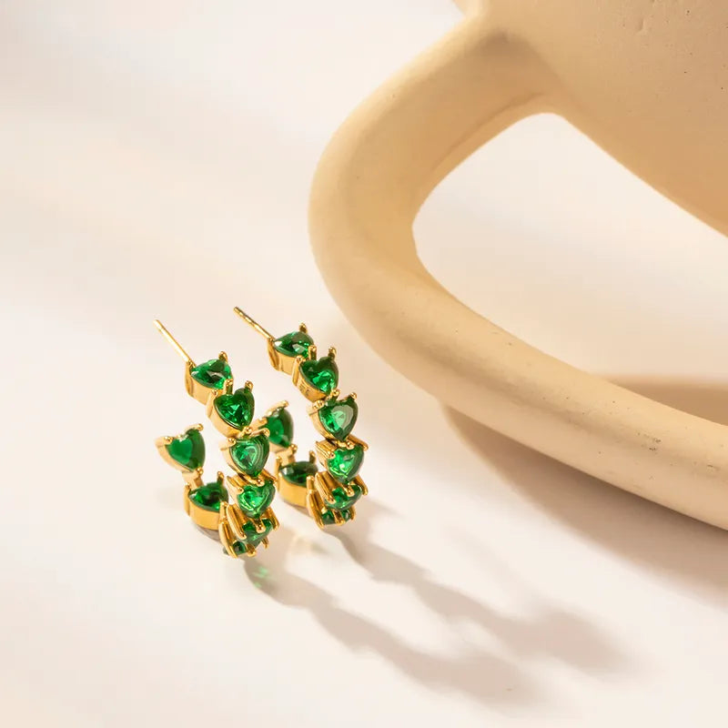 Tiny Green Heart Stud Earring