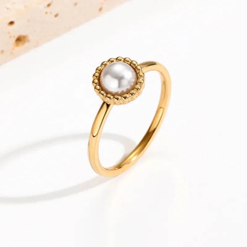 Round Artificial Pearl Ring