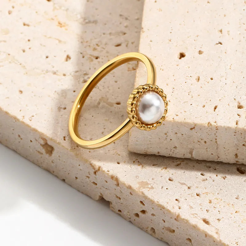 Round Artificial Pearl Ring