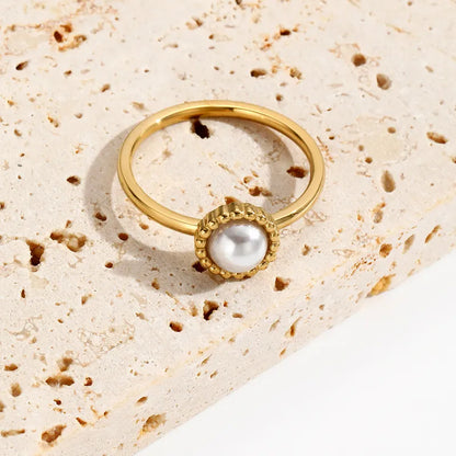 Round Artificial Pearl Ring