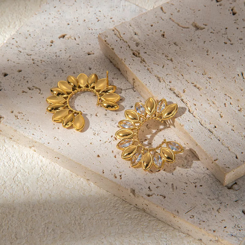 Diamond C Curve Drop Earrings