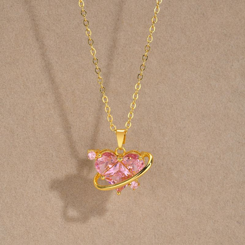 Pink Heart Pendant Necklace