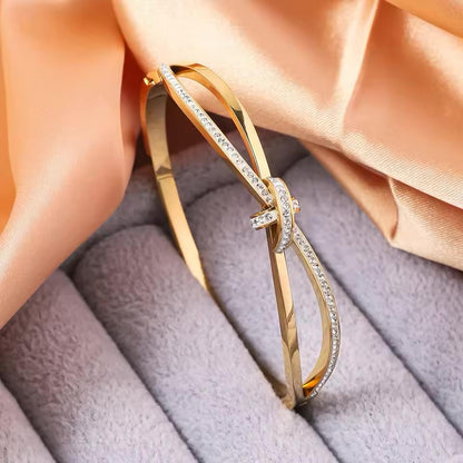 Inlaid Knot Bangle Bracelet