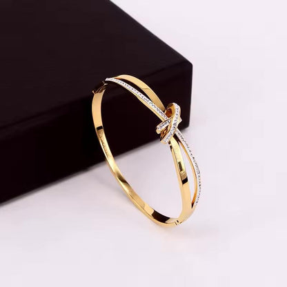 Inlaid Knot Bangle Bracelet