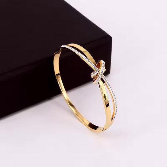 Inlaid Knot Bangle Bracelet