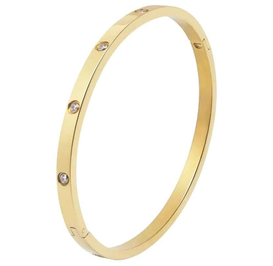 Small Round White Diamond Bangle Bracelet