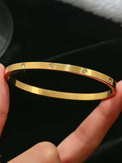 Small Round White Diamond Bangle Bracelet