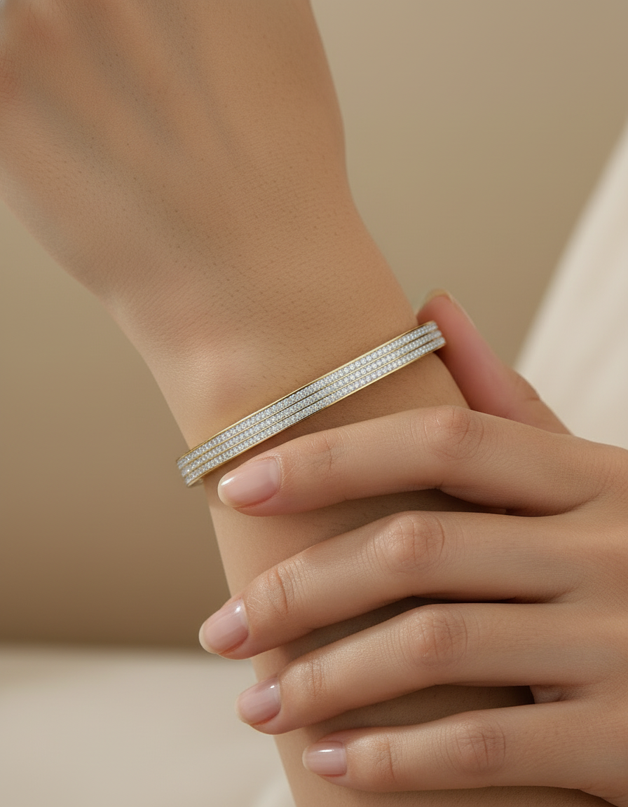 Tri Line Sparkle Bangle