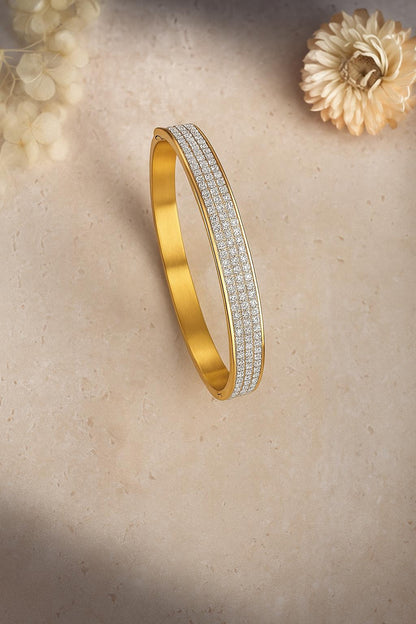 Triple Lines Diamond Bangle Bracelet