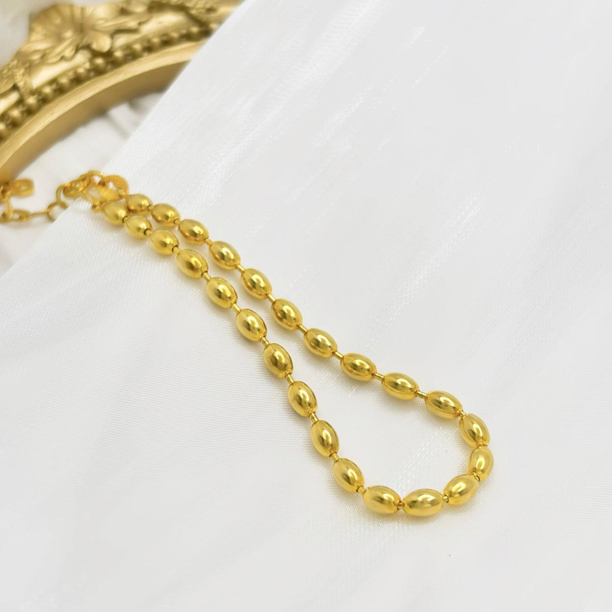 Oval Shaped Beaded Chain Bracelet