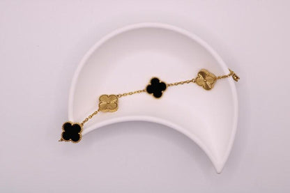 Black and Gold Multi Design Clover Bracelet