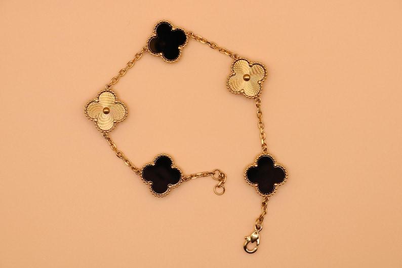 Black and Gold Multi Design Clover Bracelet