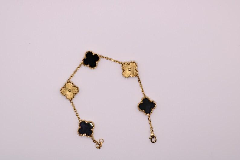 Black and Gold Multi Design Clover Bracelet