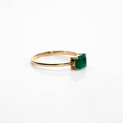 Green Rectangle Emerald Ring