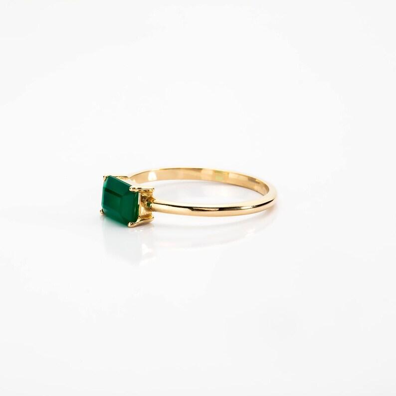 Green Rectangle Emerald Ring