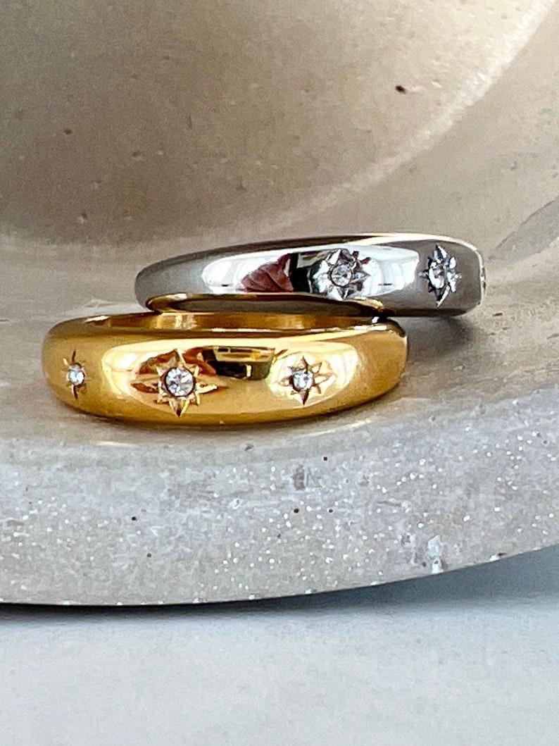 Three Diamond Star Ring